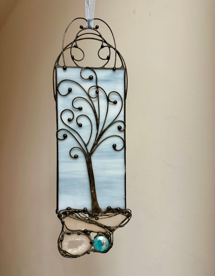 Wire Framed Tree Blue + White