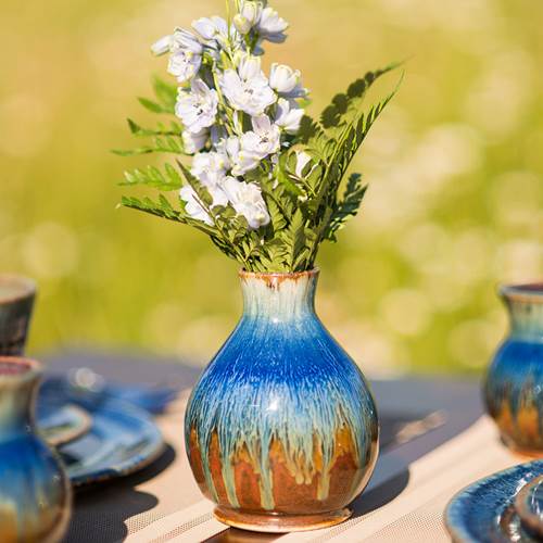 Round Bud Vase Amber Blue