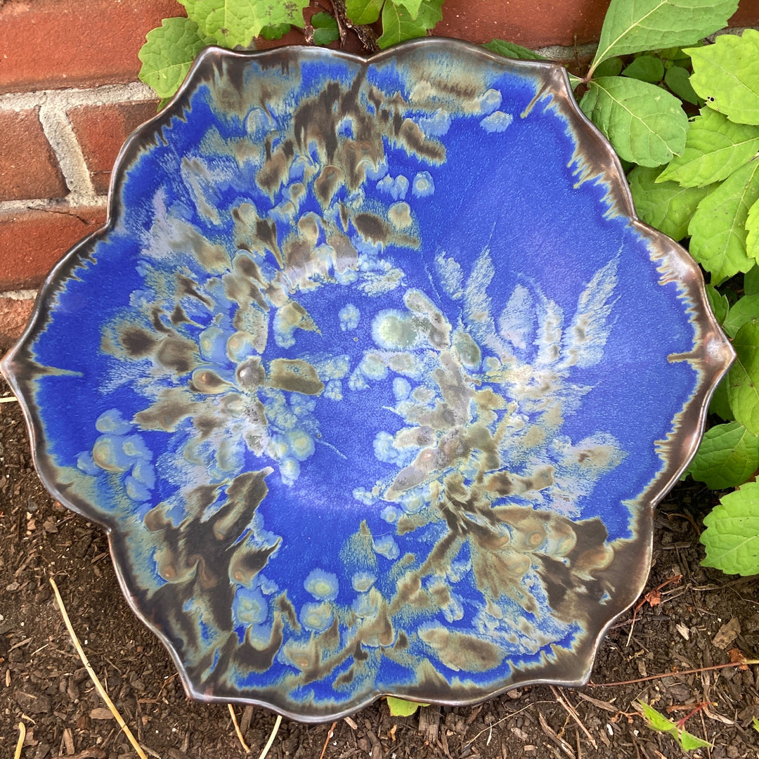 Five Point Rim Serving Bowl Small Blue