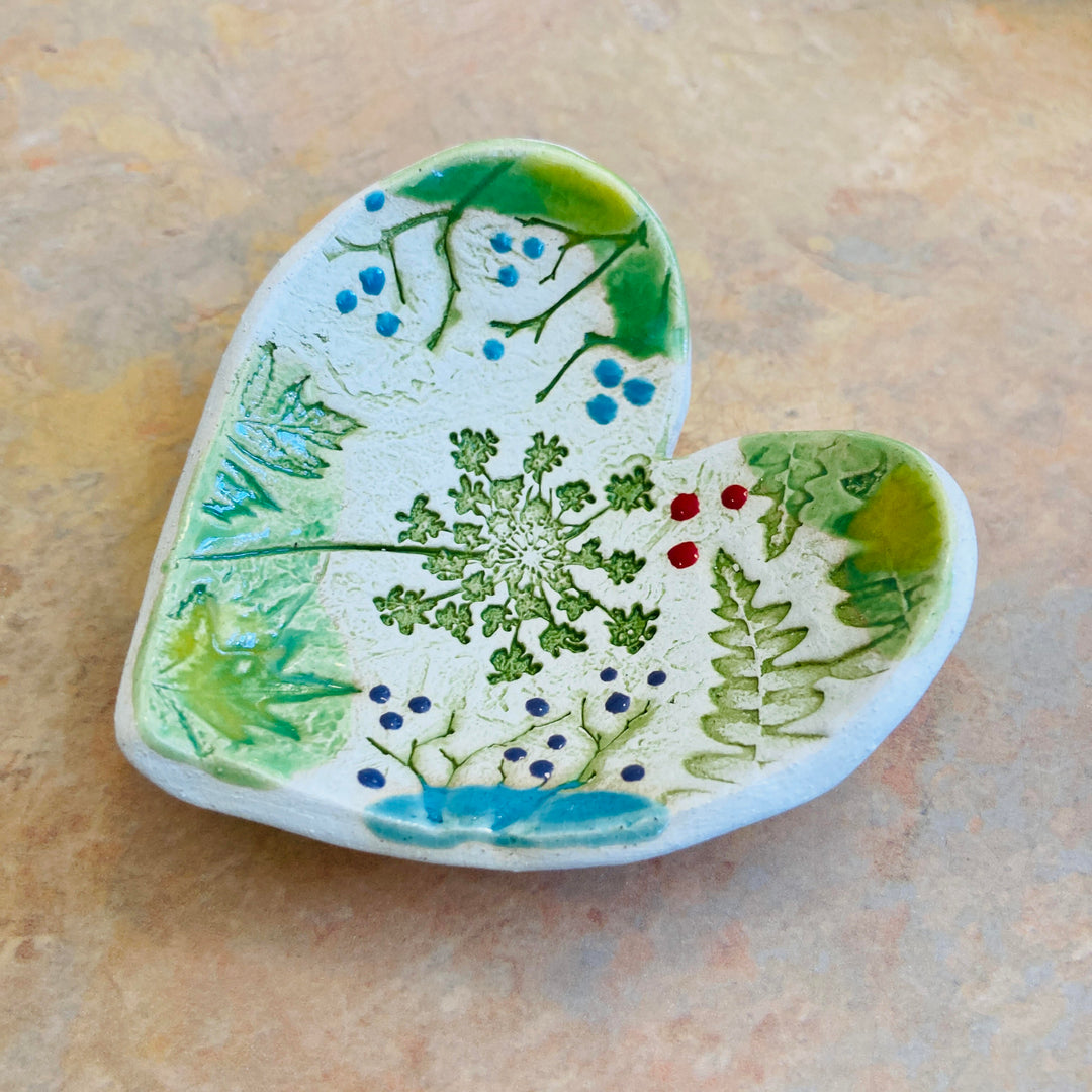 Heart Dish Pressed Flowers