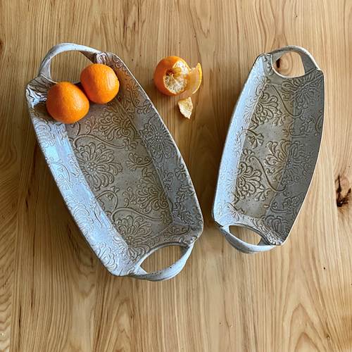 Chrysanthemum Curved Rectangle Tray Small