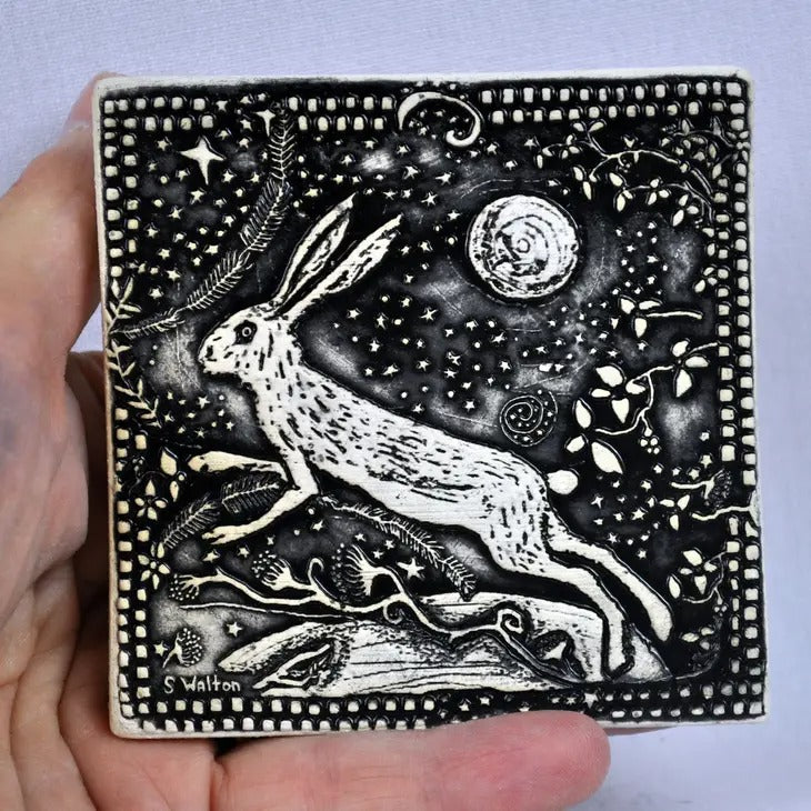 Coaster Tile Rabbit Moon