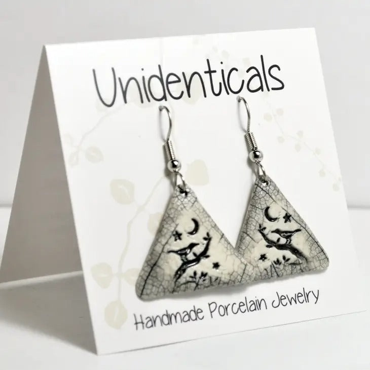 Sun Moon + Bird Triangle Earrings