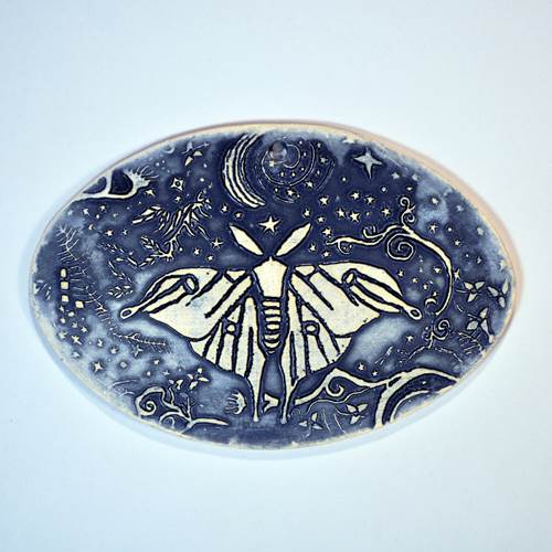 Hanging Tile Luna Moth Blue