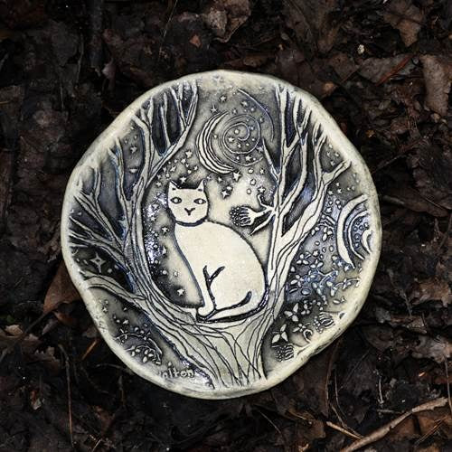 Spoon Rest Tree Cat Black