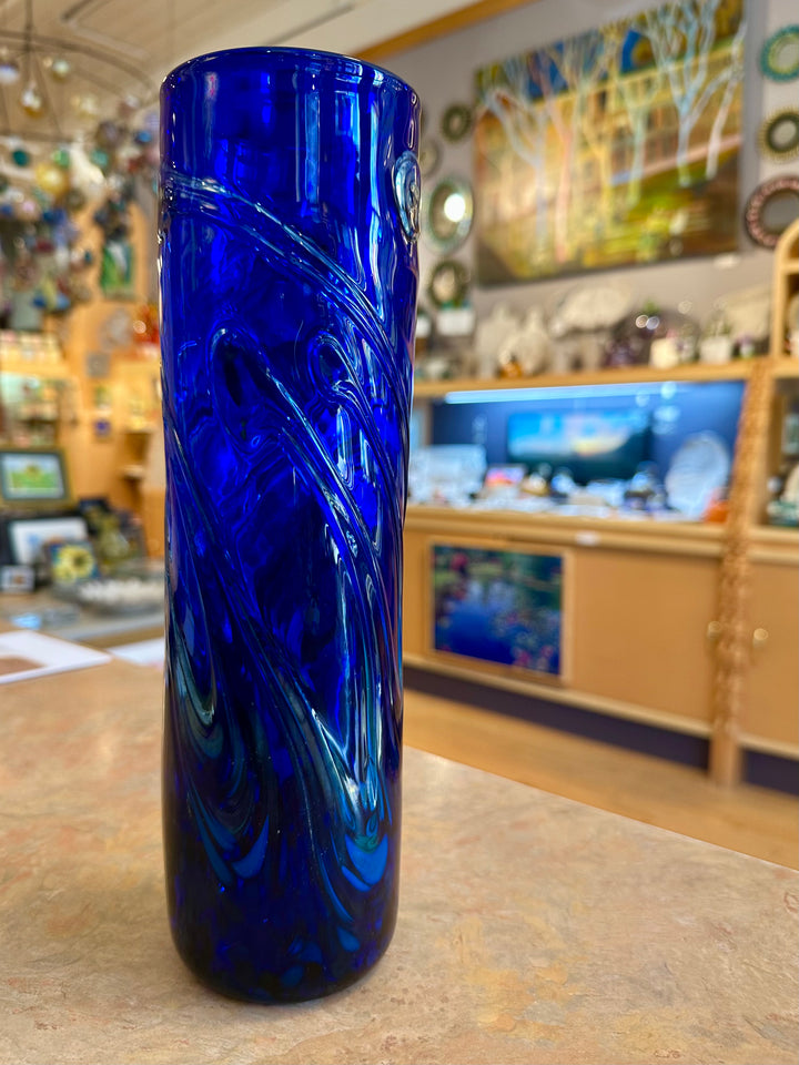 Lily Pad Vase Cylinder Small Cobalt