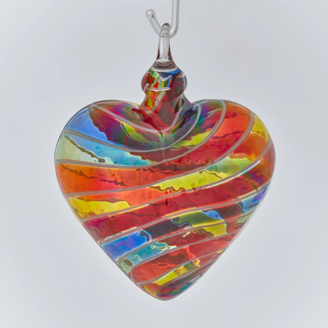 Heart Ornament Rainbow Cane