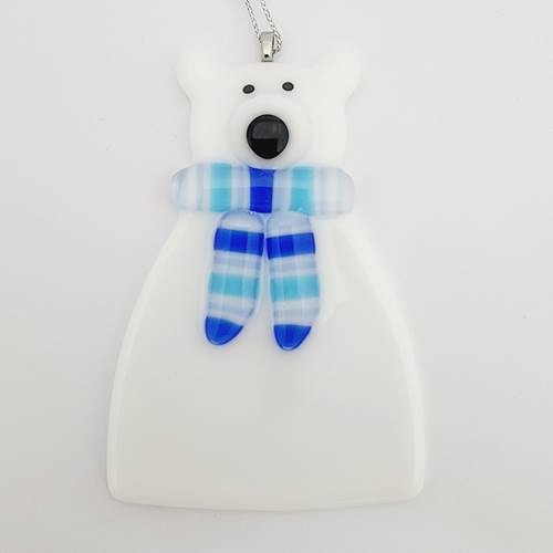 Polar Bear Ornament Blue Scarf