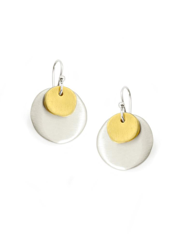 Double Disc Silver & Vermeil Earrings