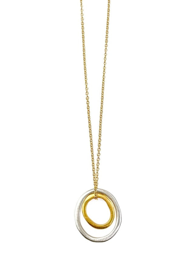Two Small Ovals Necklace Silver + Vermeil