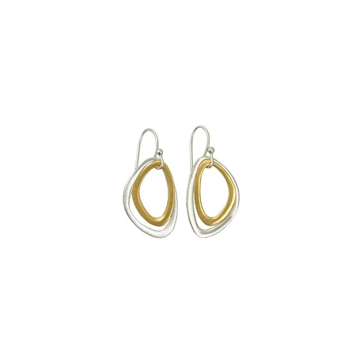 Double Open Petal Earrings in Silver + Vermeil