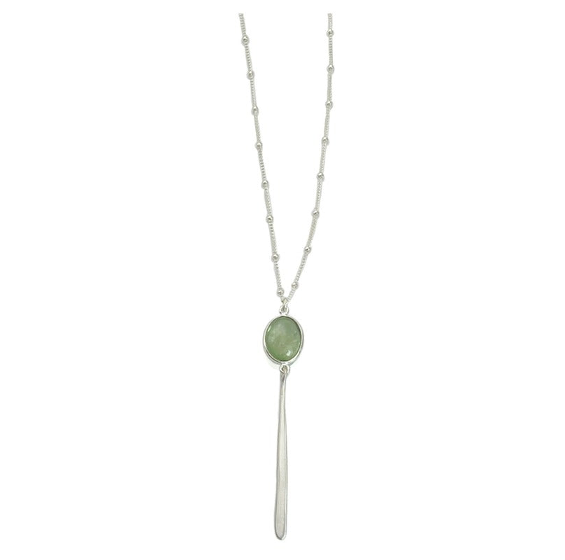 Long Needle Prenite Necklace Silver