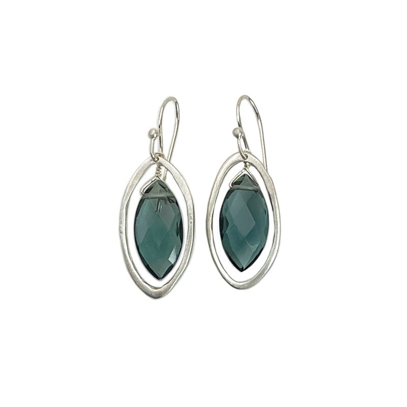 Leaf Blue Quartz Earrings Silver