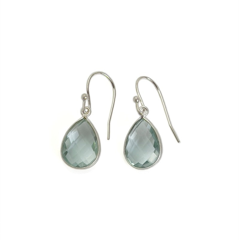 Light Blue Quartz Earrings Silver
