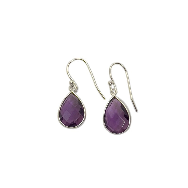 Amethyst Drop Earrings Silver