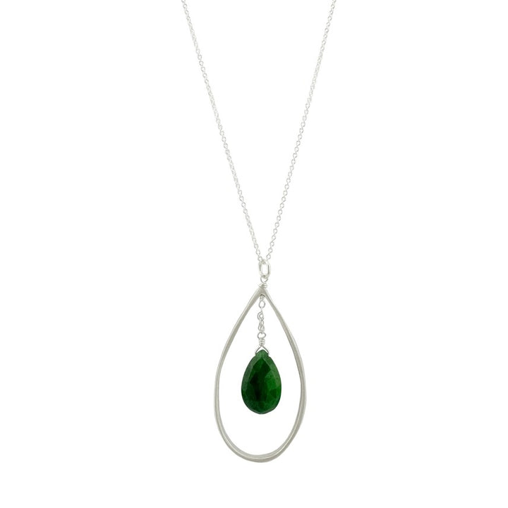 Drops Necklace Emerald + Silver