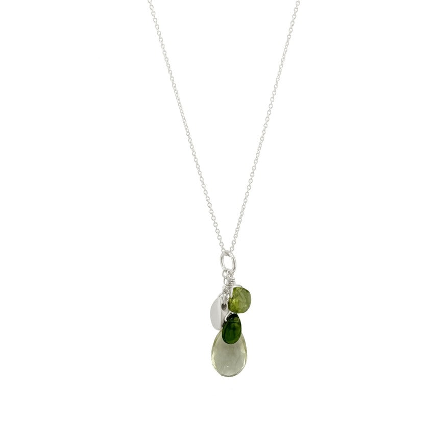 Drops Necklace Citrine, Peridot + Chrome Diopside Silver