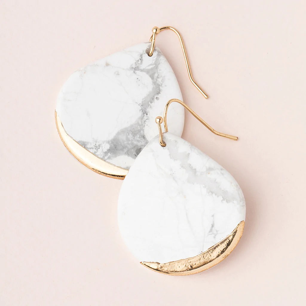 Stone Dipped Teardrop Howlite Gold