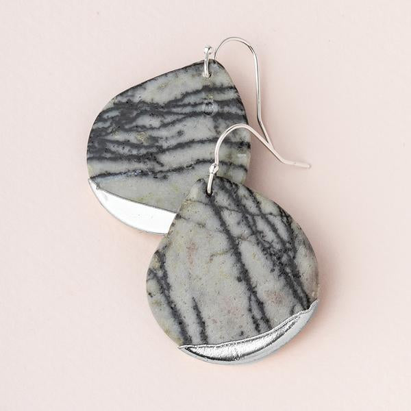 Stone Dipped Teardrop Picasso Jasper & Silver