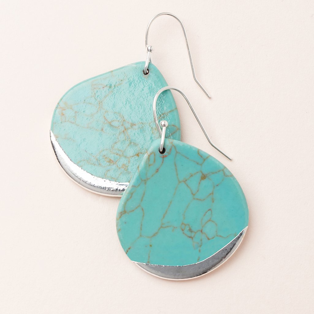 Stone Dipped Teardrop Turquoise & Silver