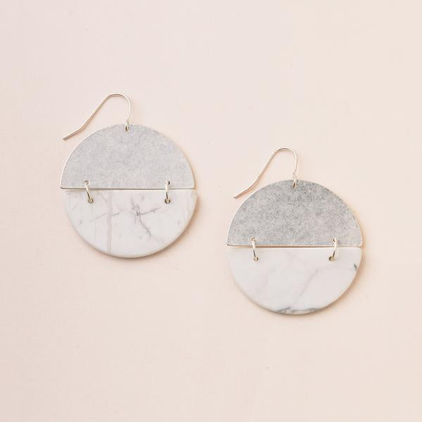 Full Moon Earrings Howlite Silver