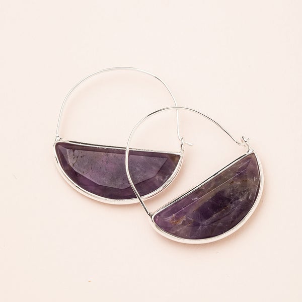 Stone Prism Hoop Amethyst Silver