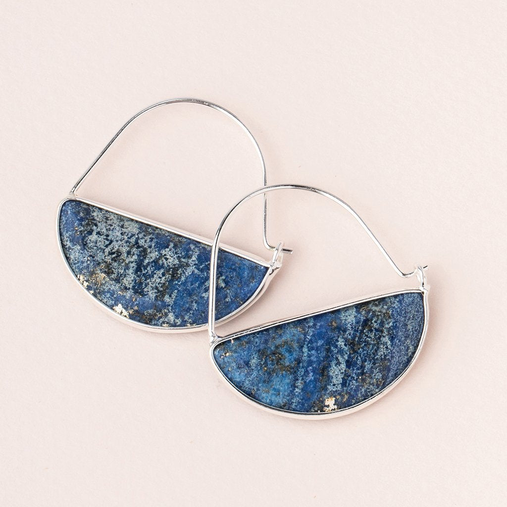 Stone Prism Hoop Lapis & Silver