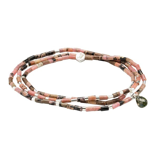 Teardrop Stone Wrap Rhodonite Silver