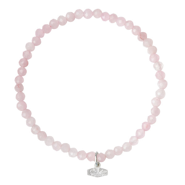 Mini Faceted Stone Rose Quartz Silver