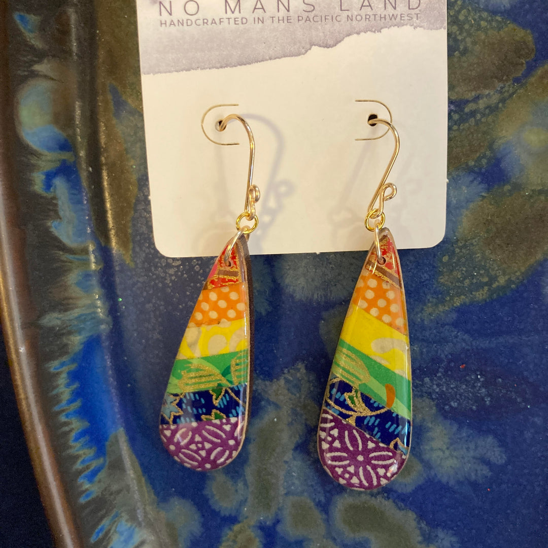 Teardrop Rainbow Collage Earrings