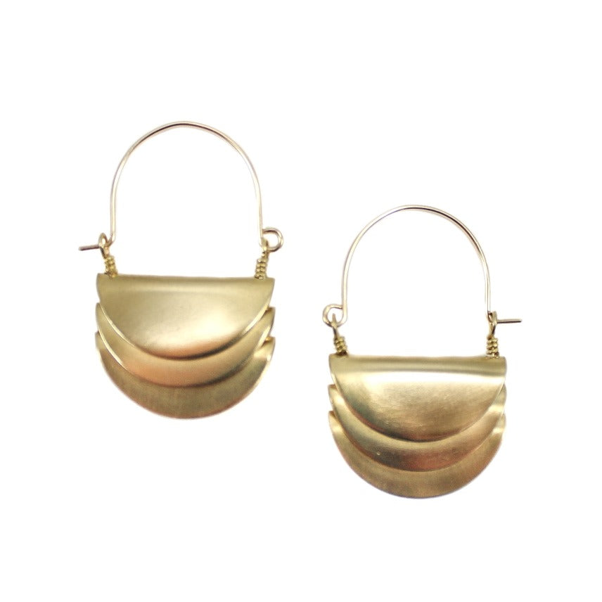 Modern Stacked Hoops Brass + Gold