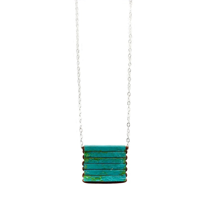 Teocalli Square Necklace Green Patina