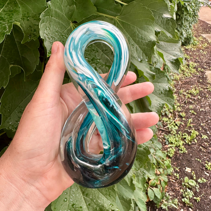 Infinity Loop Small White + Teal