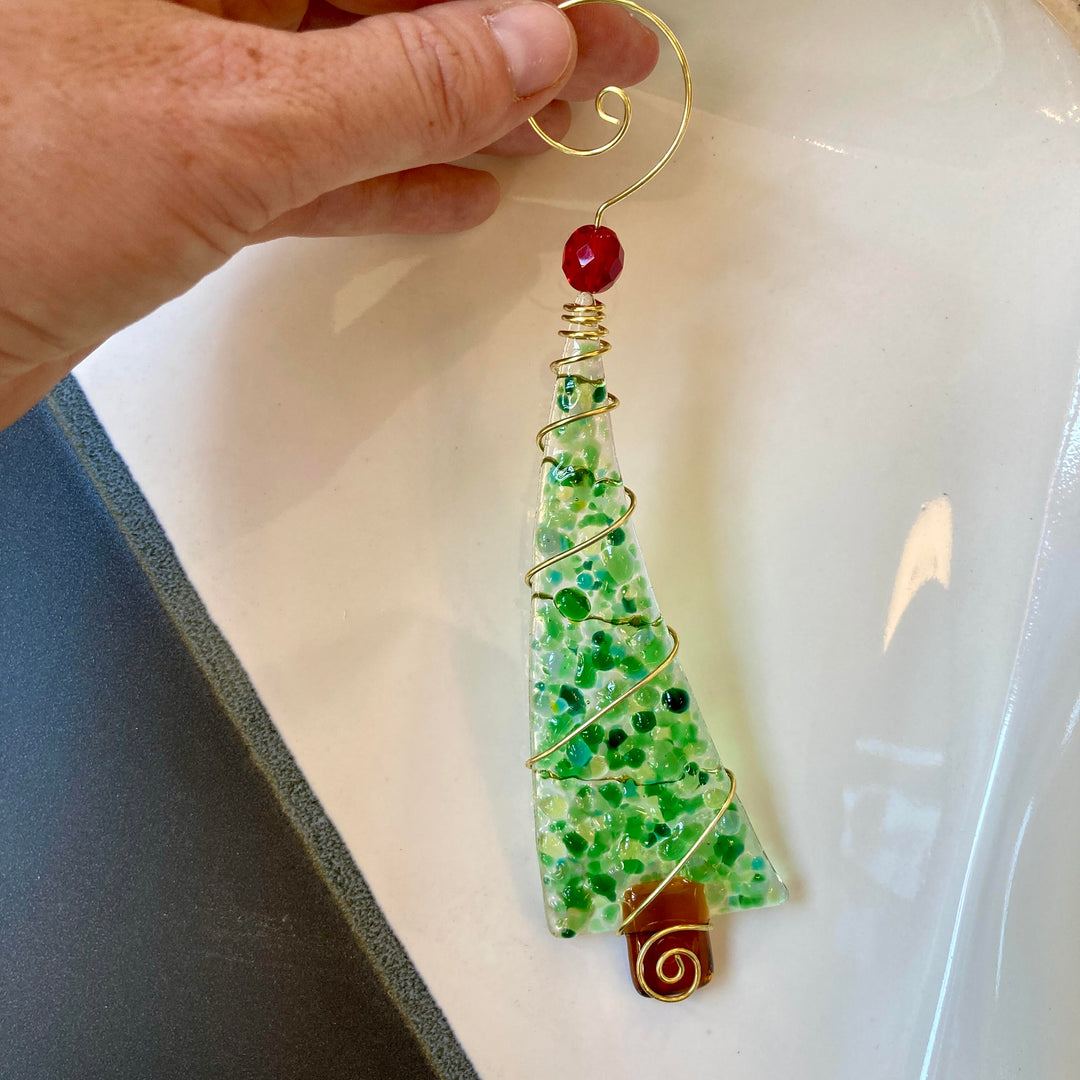 Crushed Glass Tree Small Green