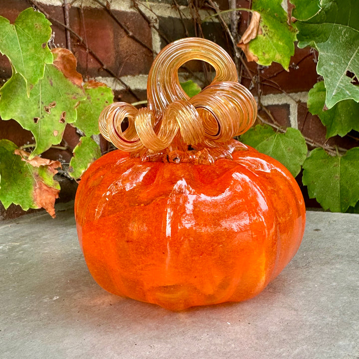 Small Orange Glass Pumpkin