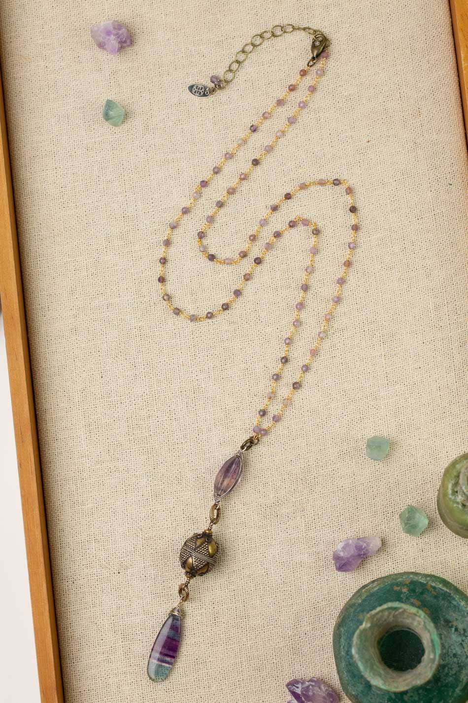 Aspire 25.5-27.5" Faceted Pink Amethyst With High Quality Fluorite Briolette Statement Necklace