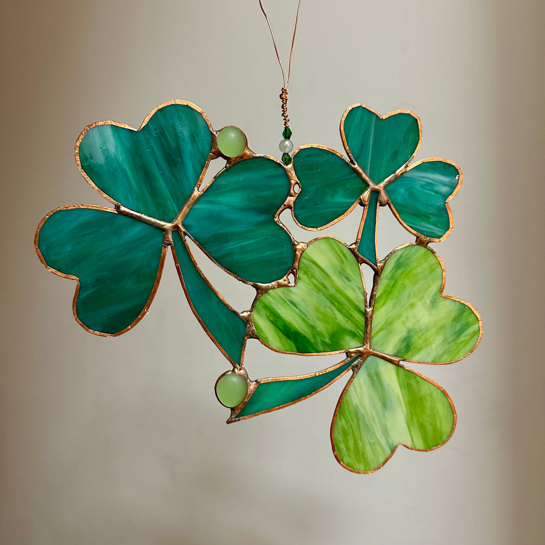 3 Shamrock Stained Glass Suncatcher