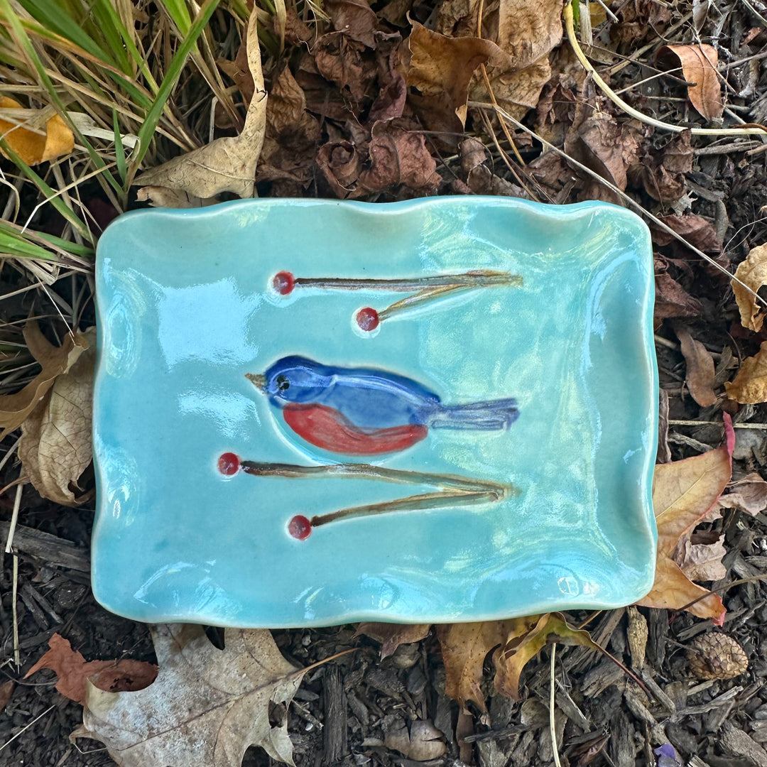 Wavy Bird Soap Dish Light Turquoise