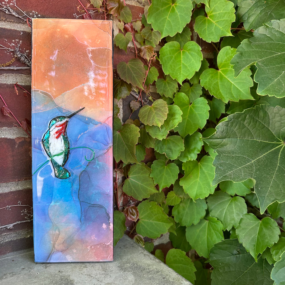 Hummingbird Totem Orange + Blue