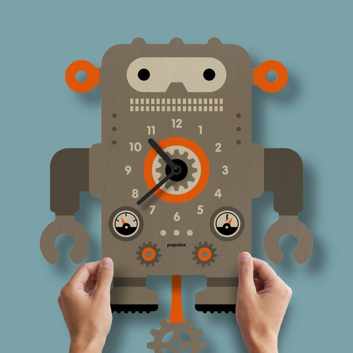 Robot  Pendulum Clock - Wood