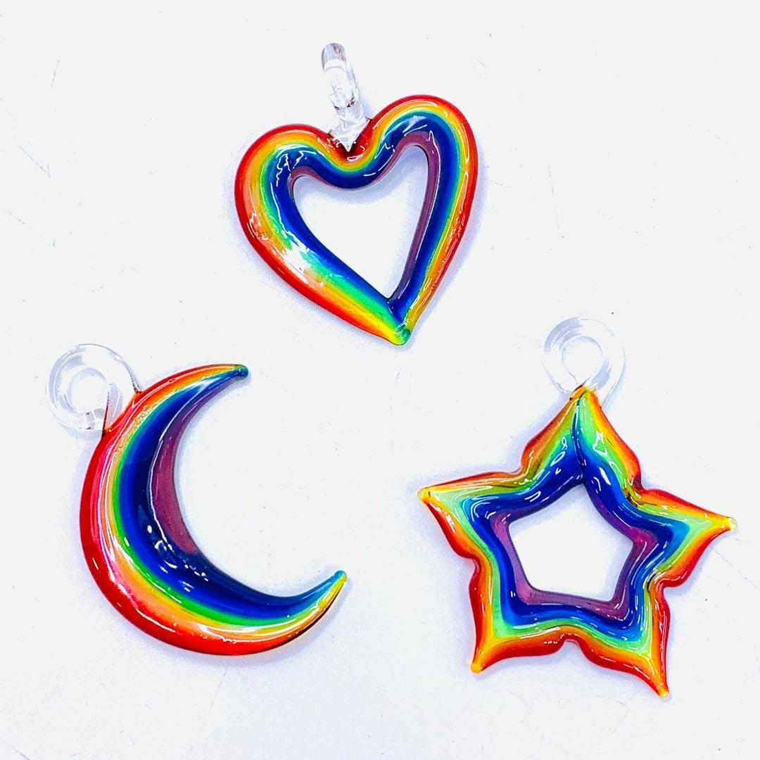 Tiny Glass Rainbow Crescent Ornament