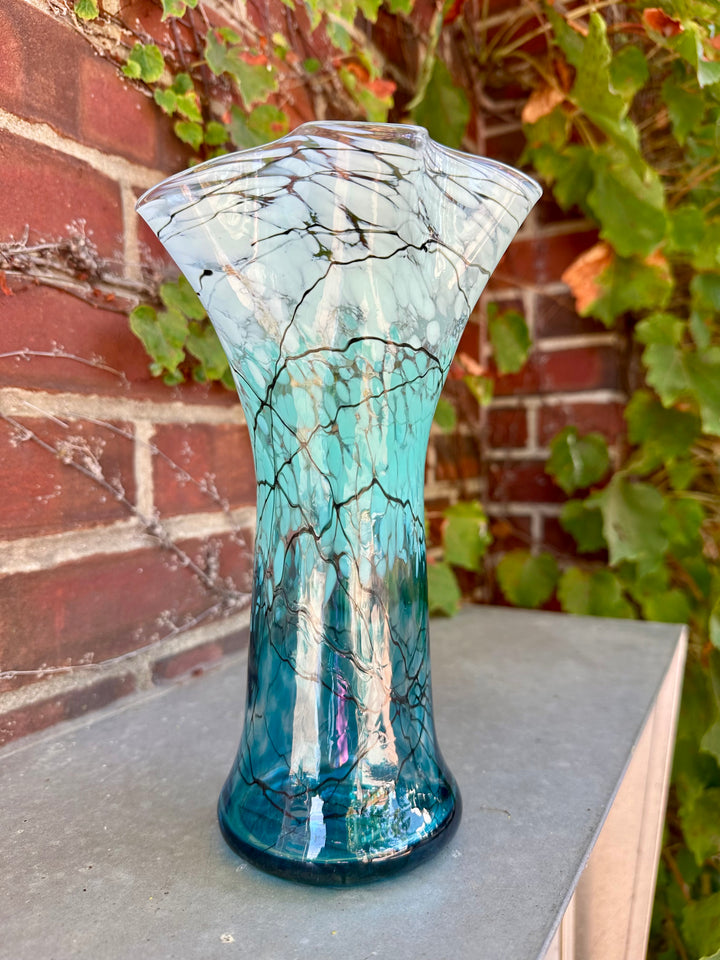 Lightning Vase Aqua Fluted Tall