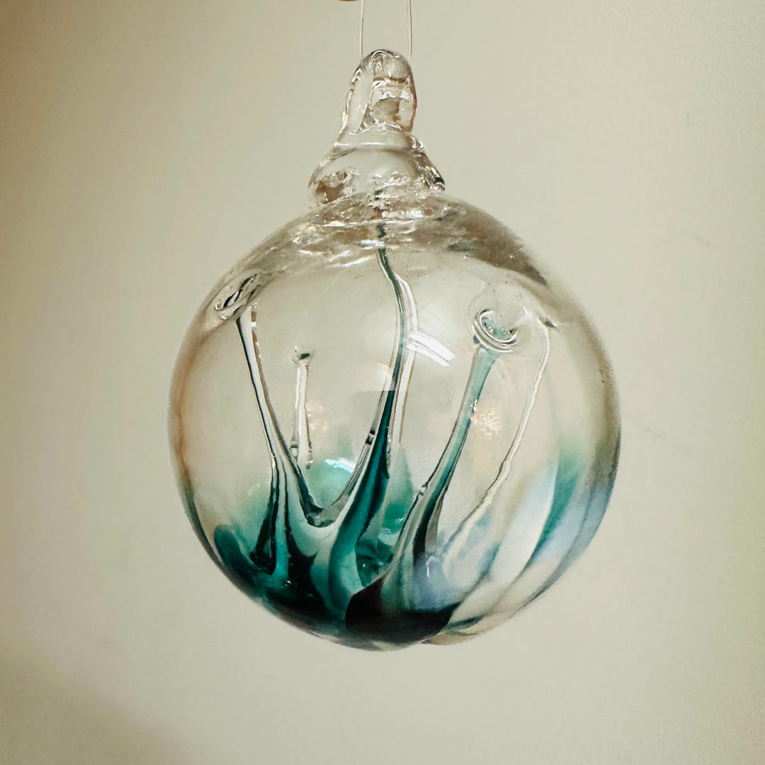 Mini Wish Ornament 3" - Aqua & White