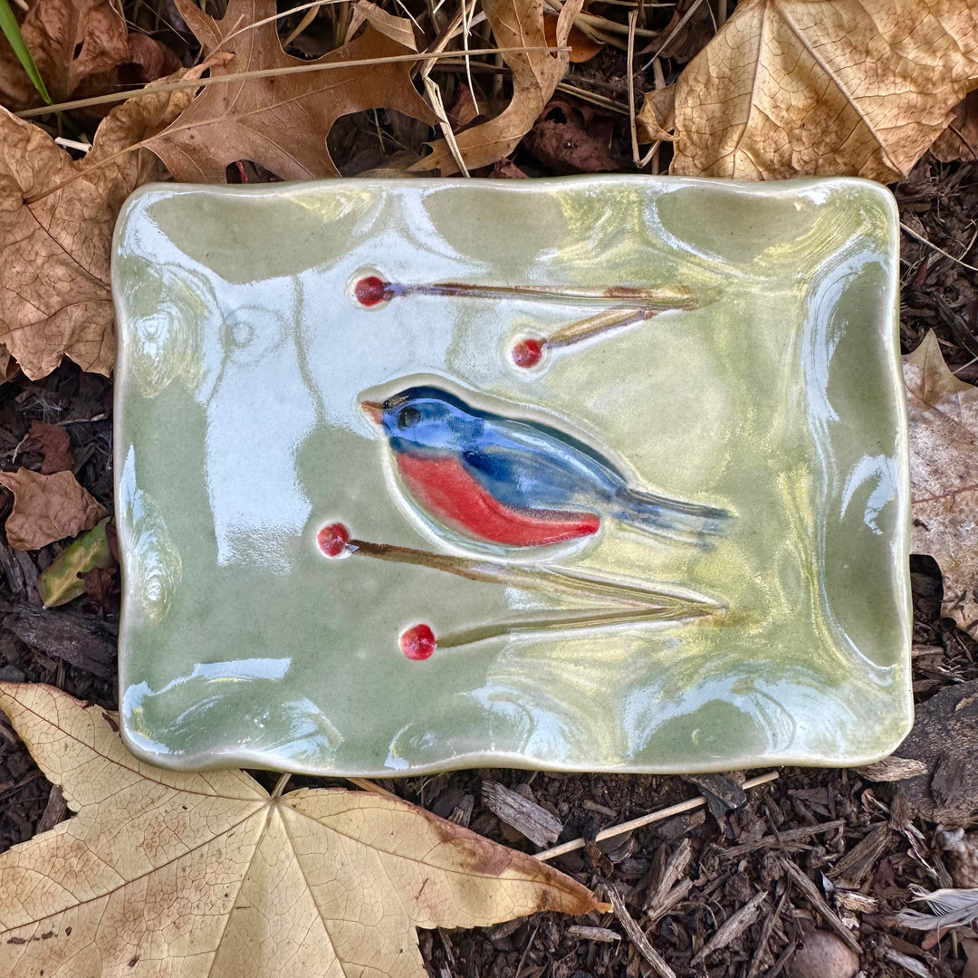 Wavy Bird Soap Dish Florentine Green