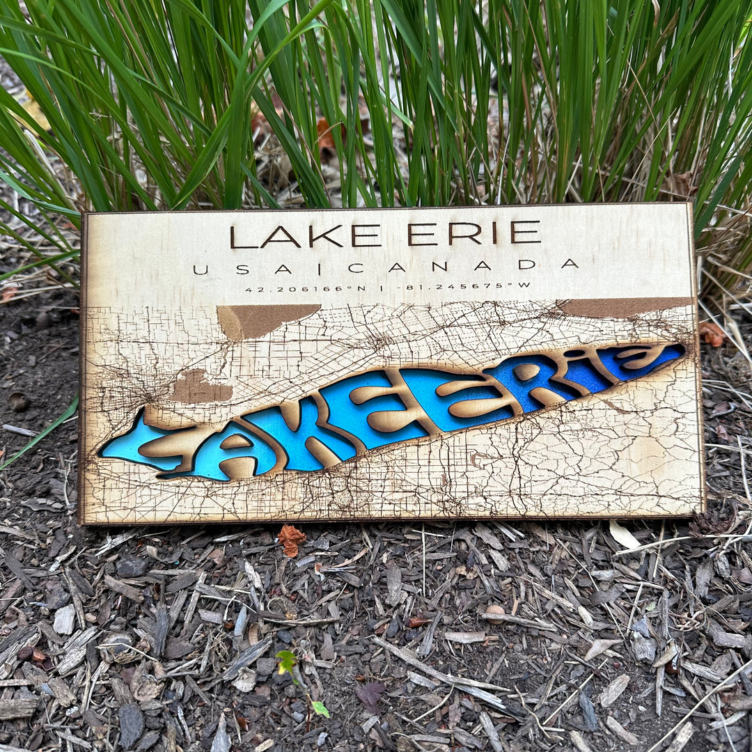 Lake Erie Map (Words) Small