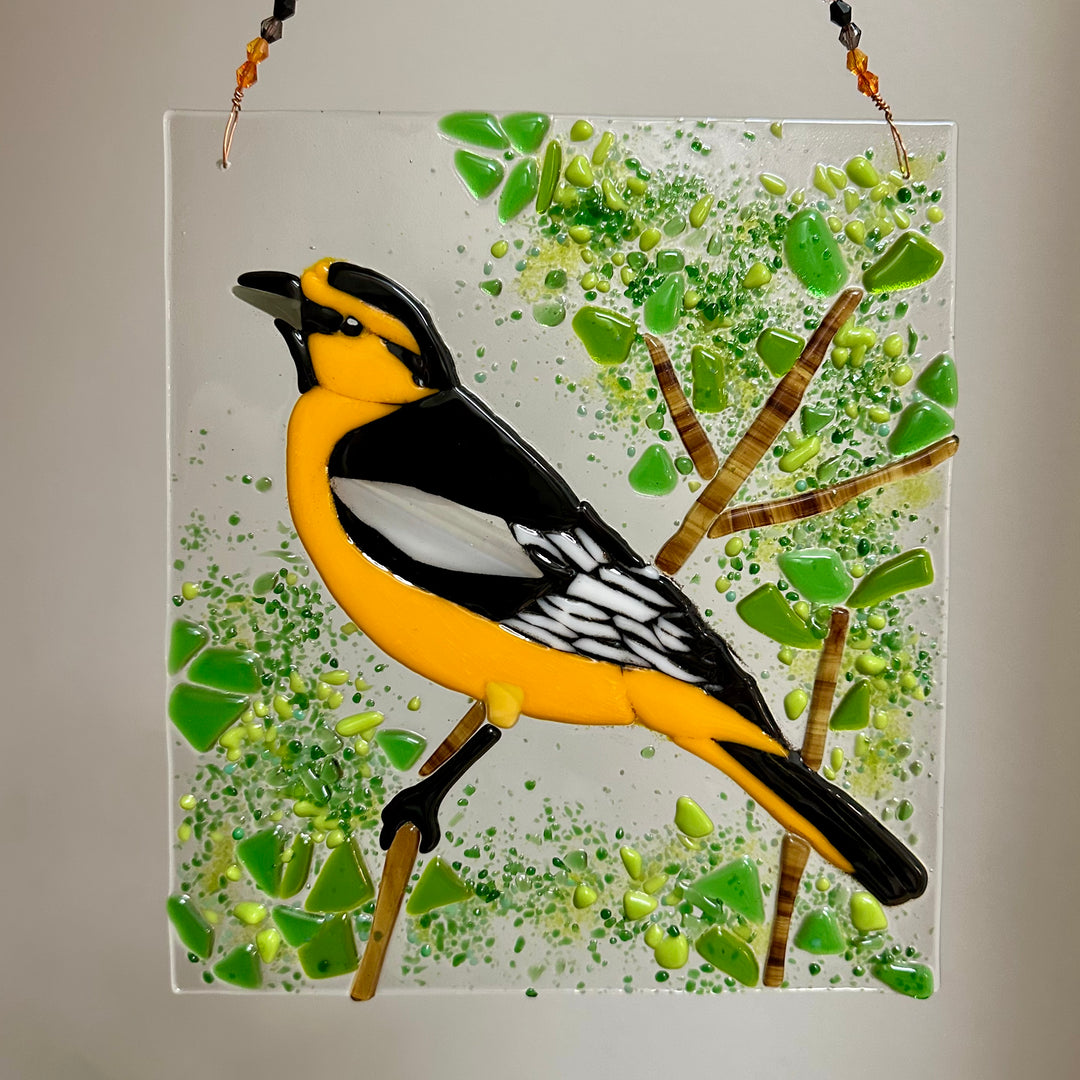 Oriole Fused Glass Panel