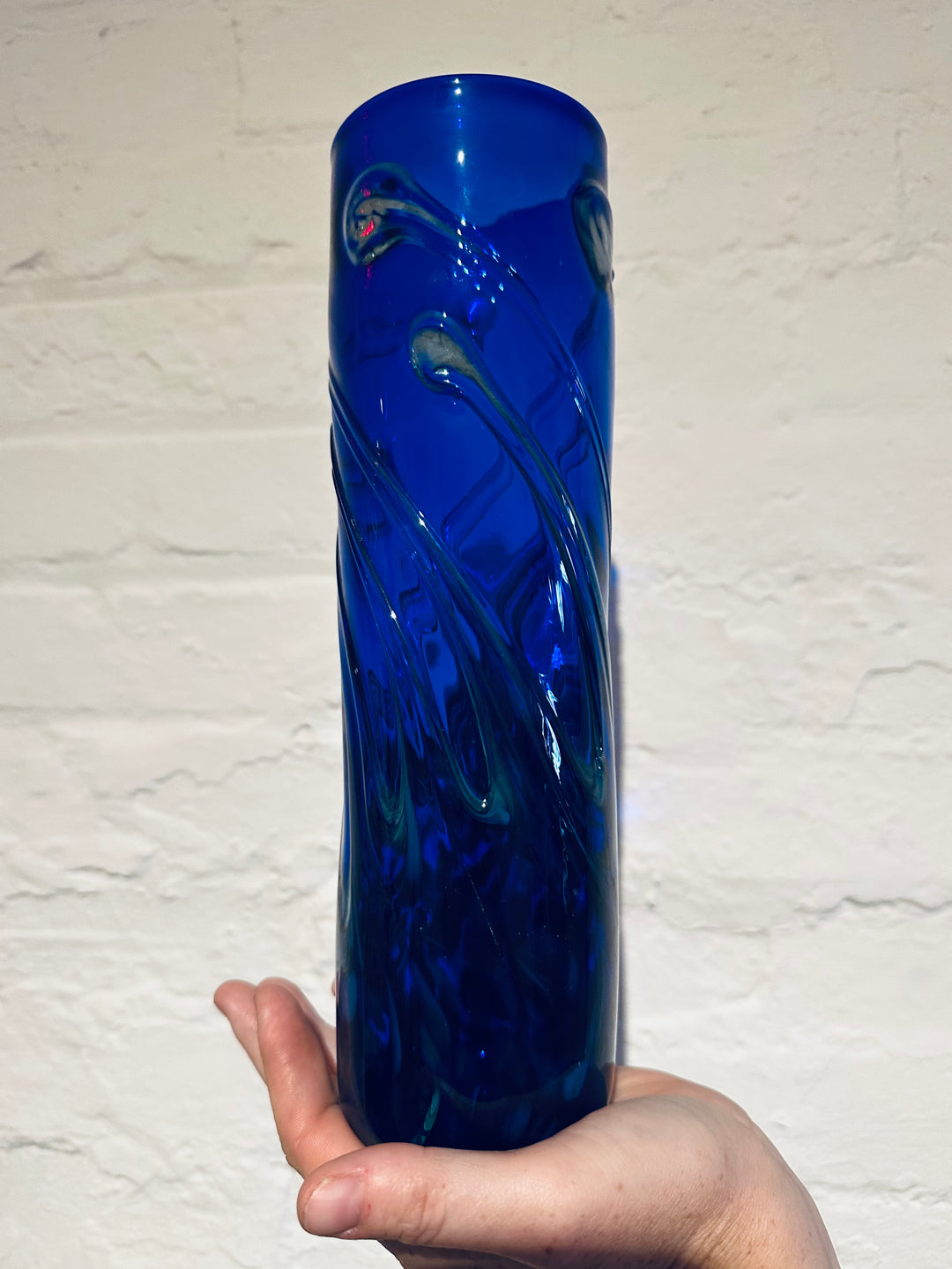 Lily Pad Vase Cylinder Small Cobalt