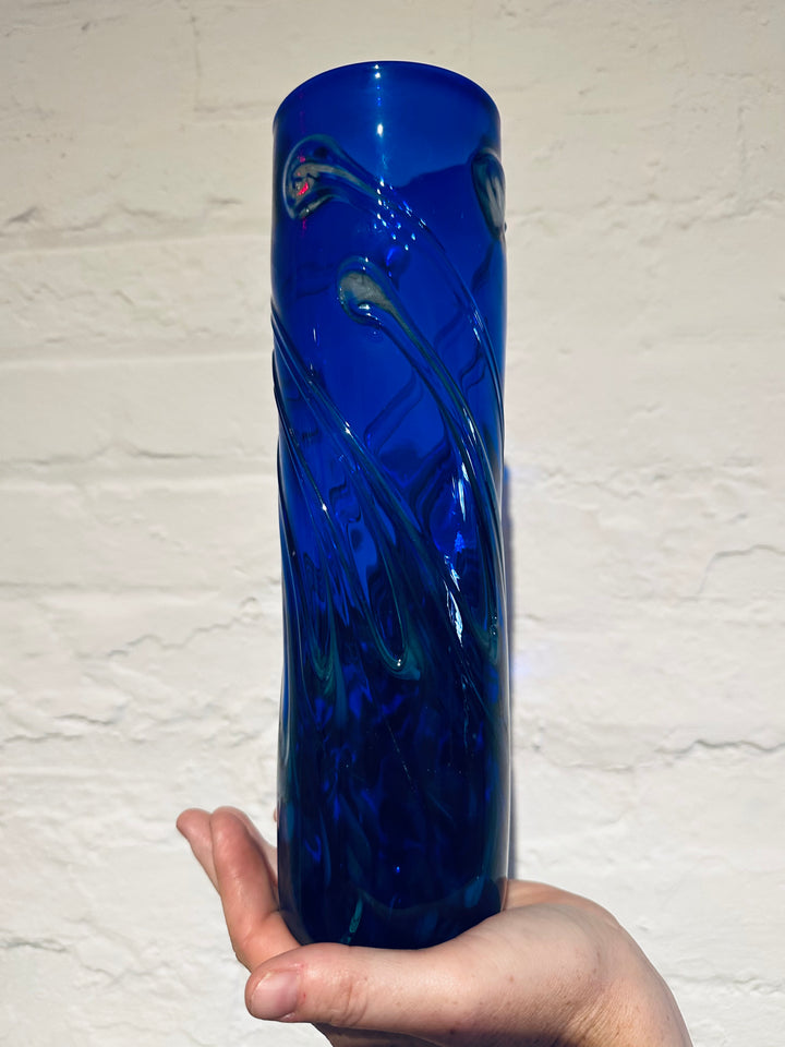 Lily Pad Vase Cylinder Small Cobalt
