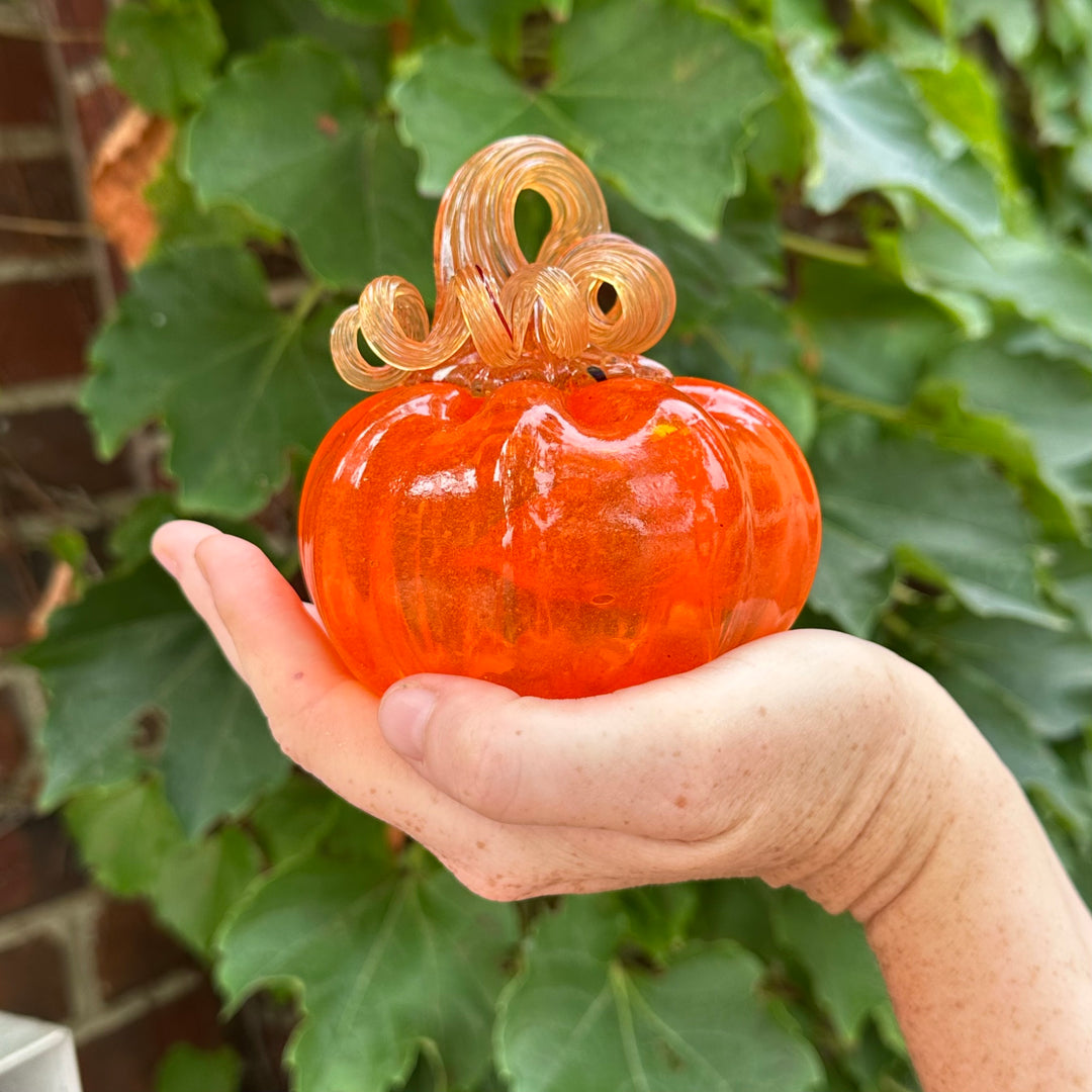 Small Orange Glass Pumpkin