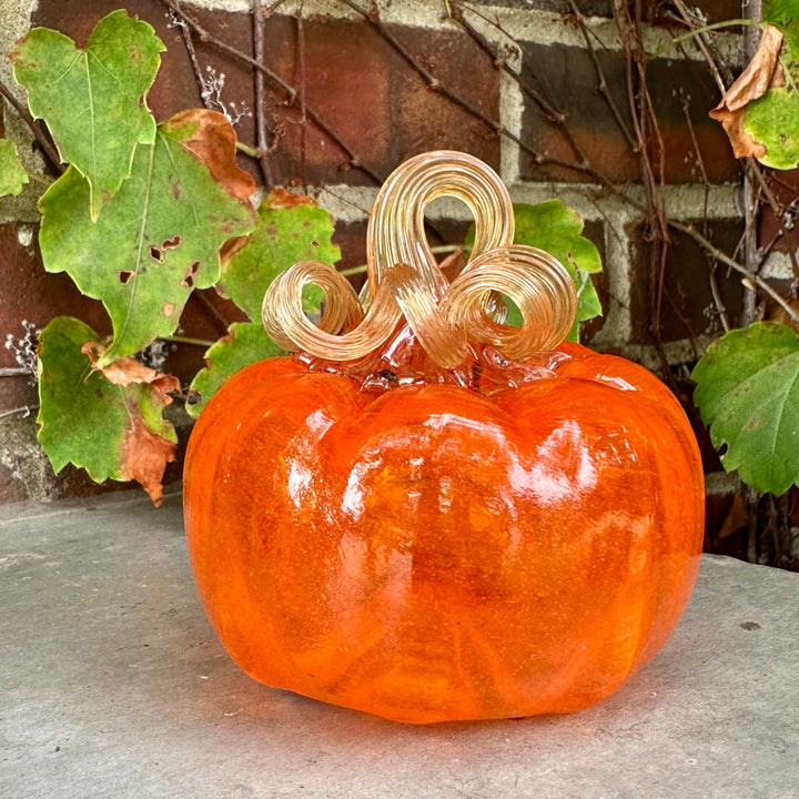 Small Orange Glass Pumpkin